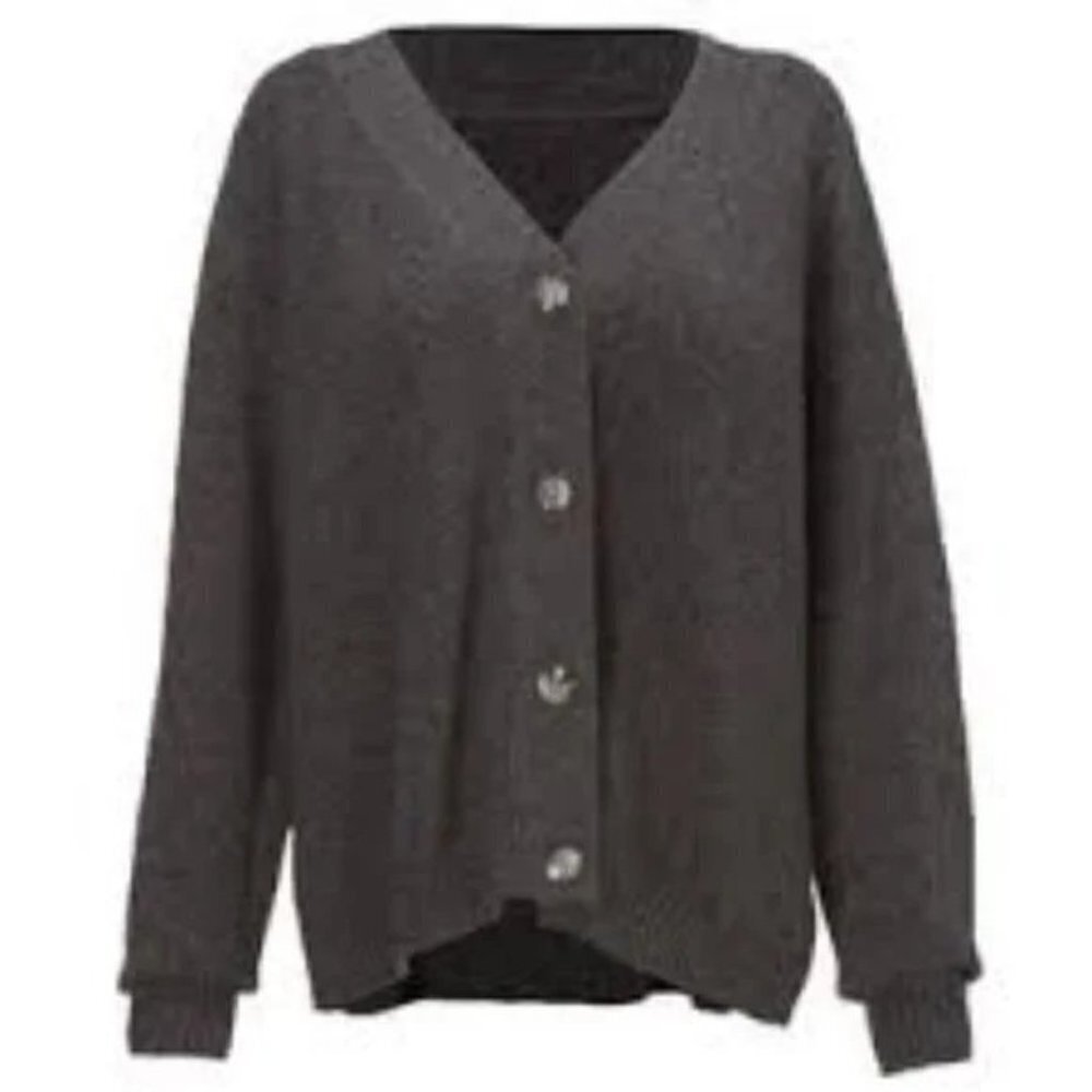 CABI Snug Cardigan Long Sleeve Charcoal Gray Sz M #4285 EUC